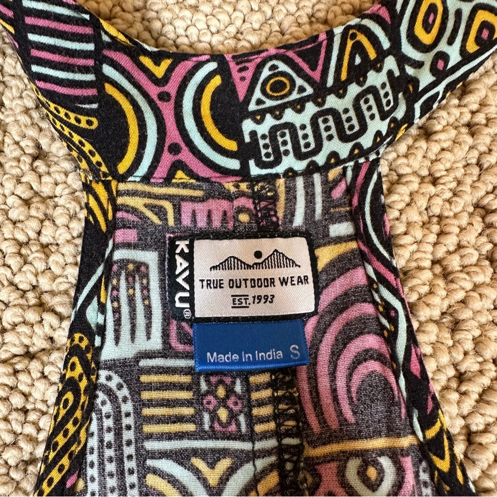KAVU Aztec/Geometric Pattern Multicolor Boho SunDress Sz S